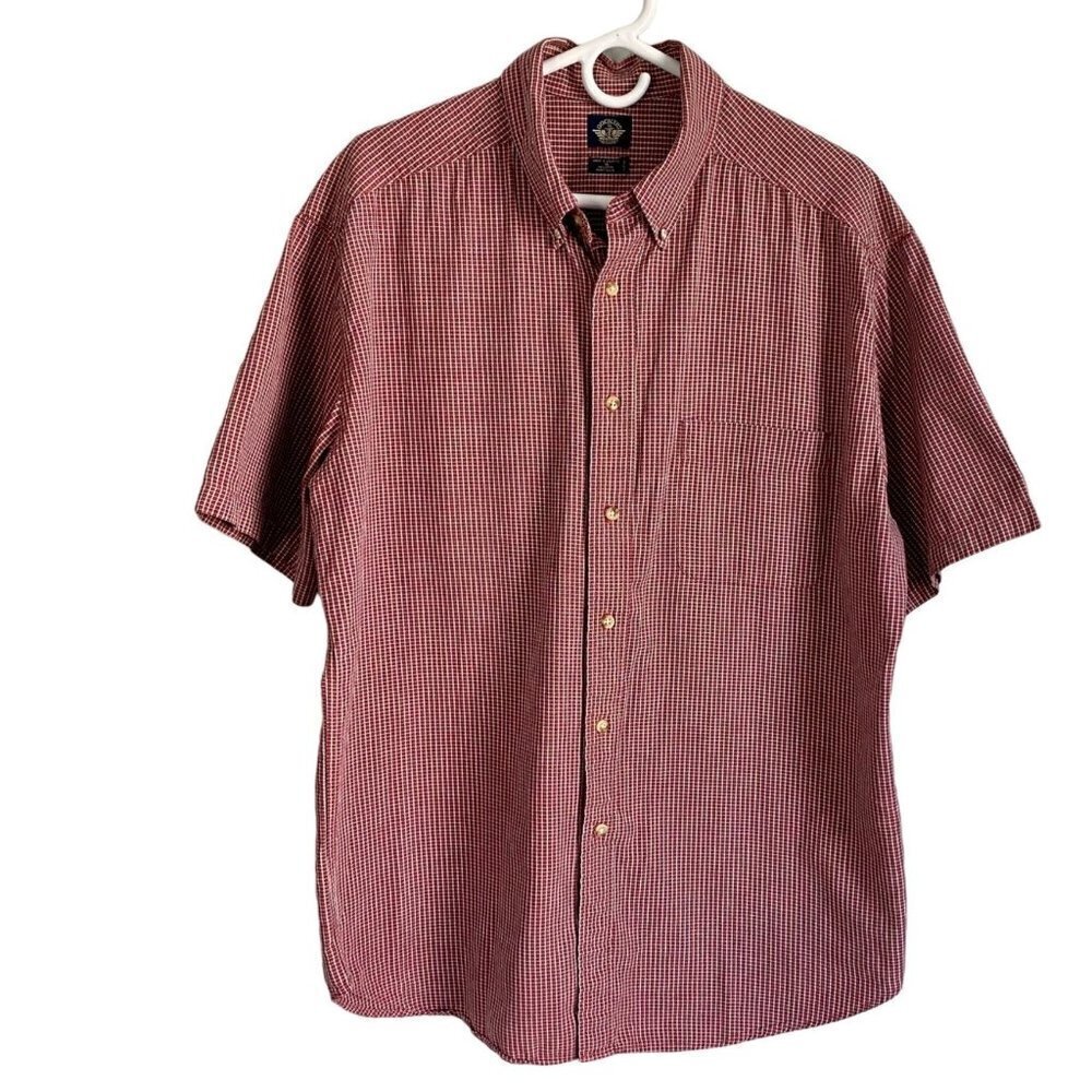 Dockers Short Sleeve Button Down Cotton Red Shirt Size XL